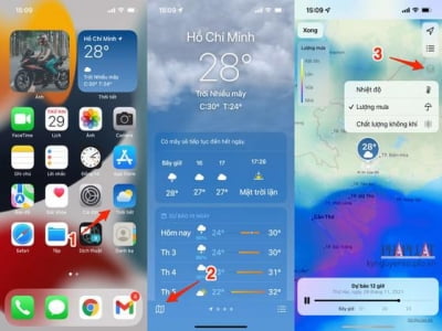 Cách kiểm tra lượng mưa và chất lượng không khí bằng iPhone